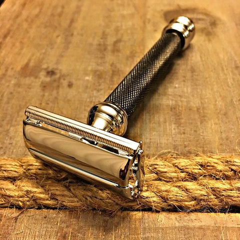 Butterfly head safety razor with stylish black handle