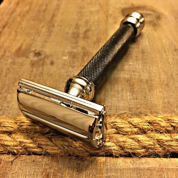 Butterfly head safety razor with stylish black handle